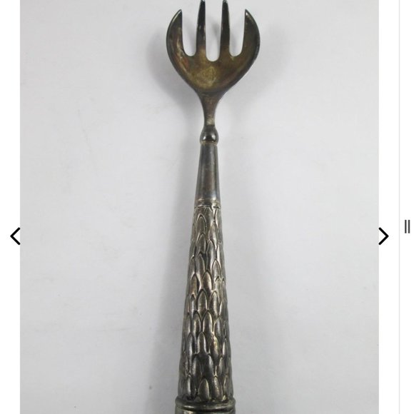 ❤️ 6 for 20 ❤️Silver Plated Salad Serving Set Spoon Fork 12'' Long - Picture 1 of 4